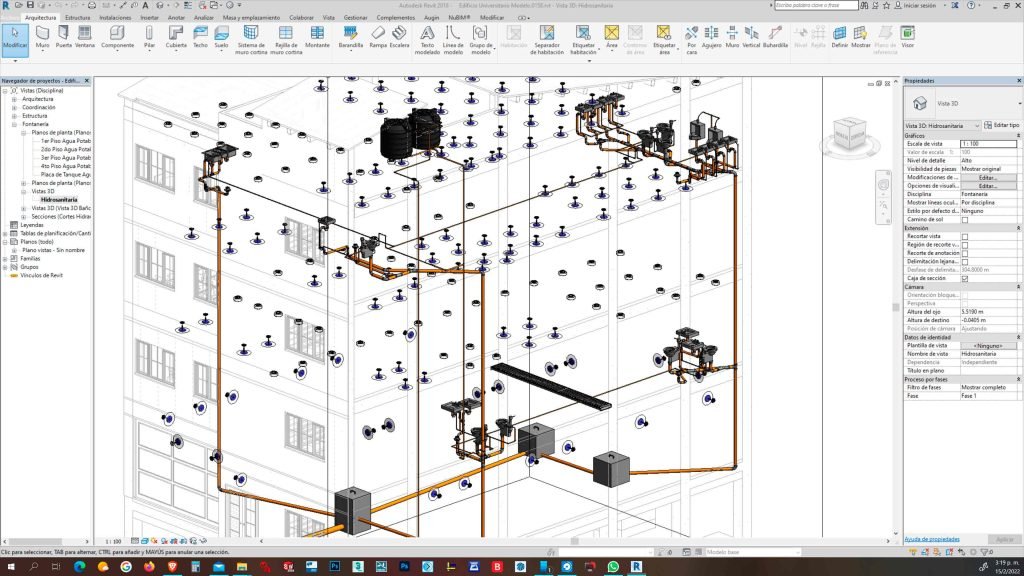 Coordinación de instalaciones — modelo BIM en Revit