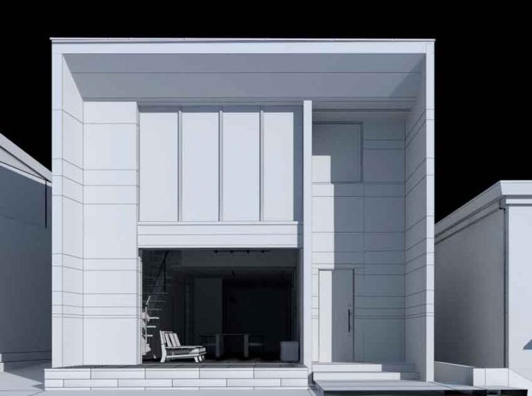 Proceso de modelado 3D de vivienda